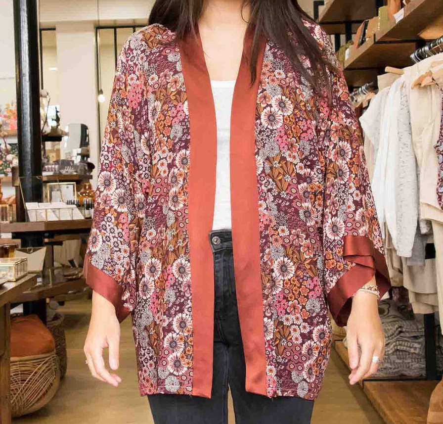 Art De Vivre Maison Ma Bille | Kimono Court Fleur Bordeaux