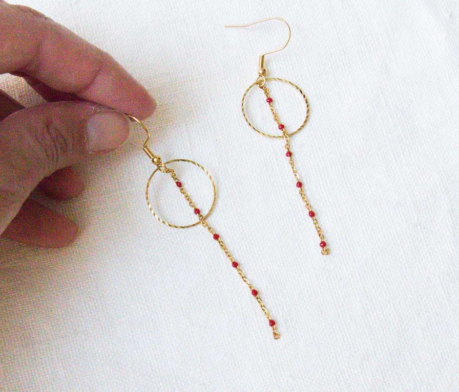 Bijoux Minikho | Boucles D'Oreilles Coco Cercle Rouge