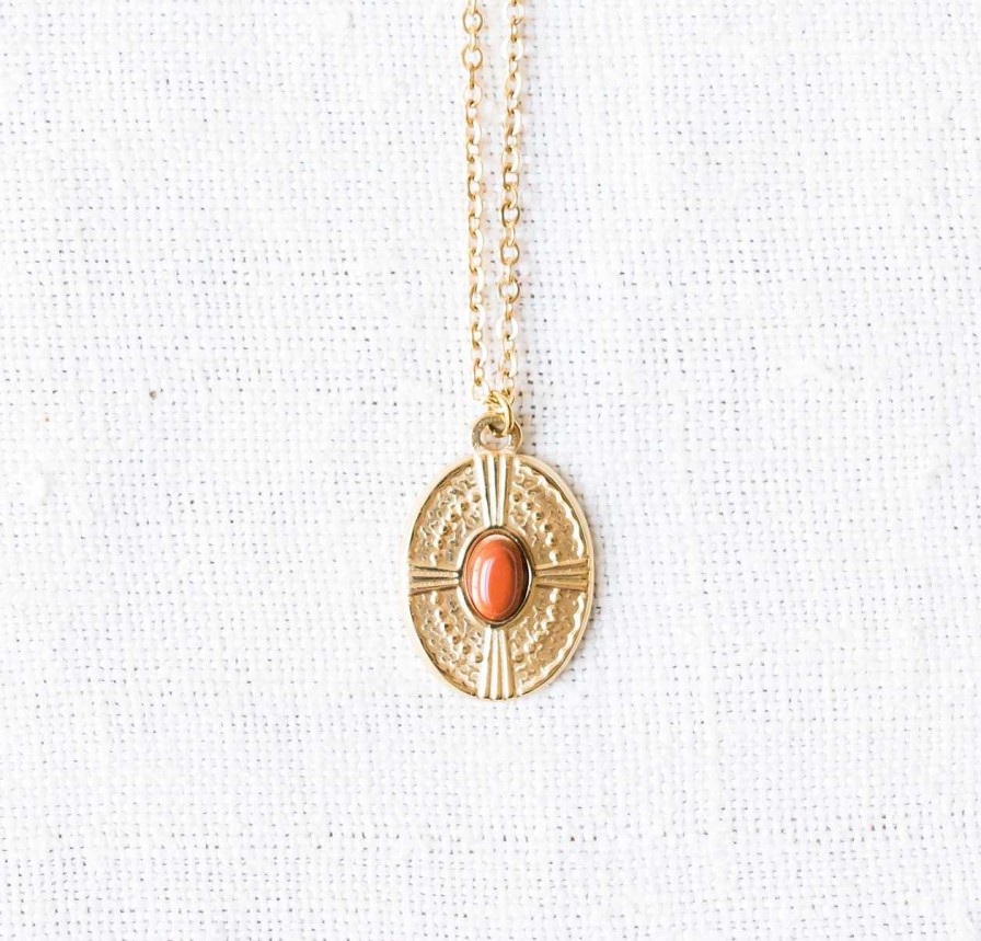 Bijoux Minikho | Collier Meda Terracotta Ovale