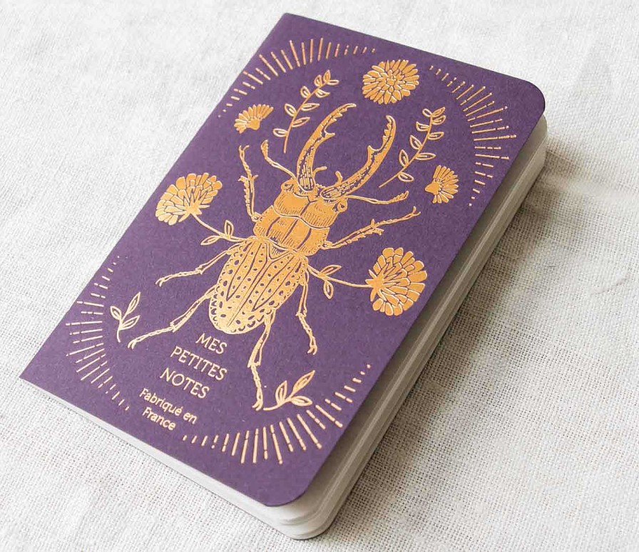 Papeterie Les Editions du Paon | Petit Carnet Scarab E Violet