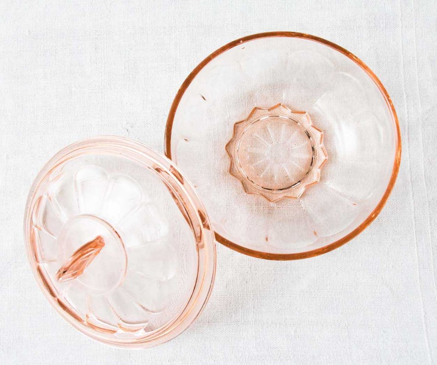 Maison Pièce Vintage | Bo Te En Verre Rose