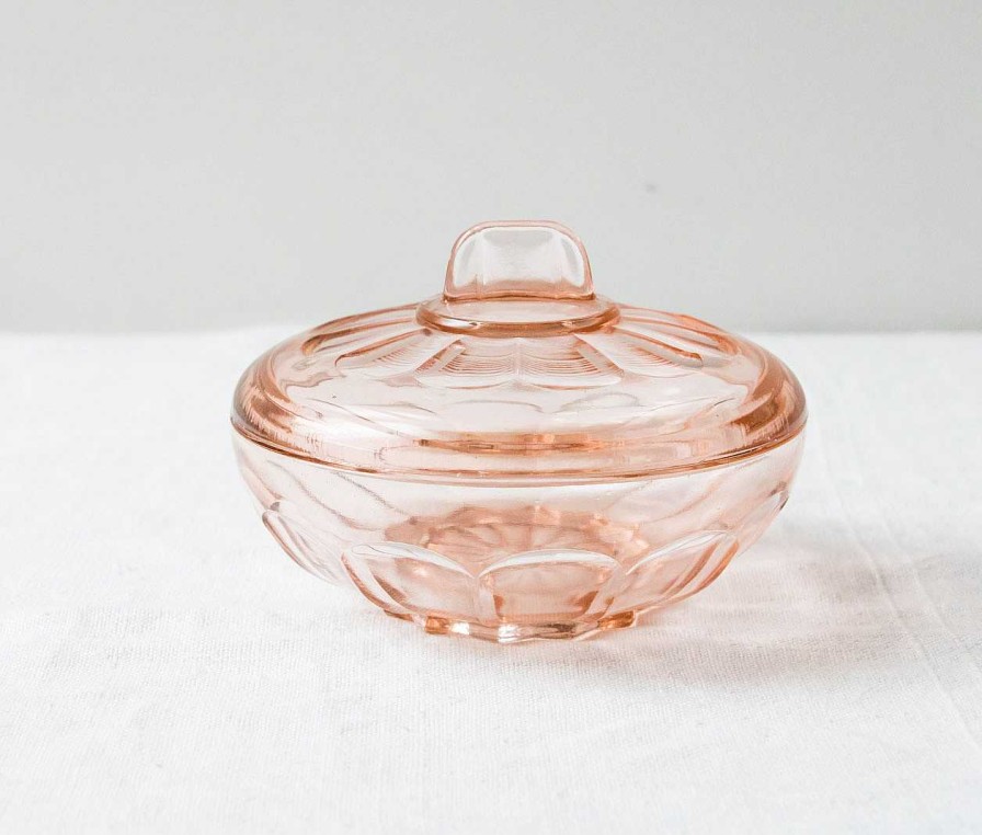 Maison Pièce Vintage | Bo Te En Verre Rose