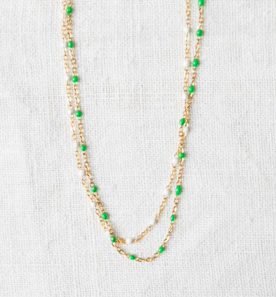 Bijoux Minikho | Collier Pios Vert & Blanc