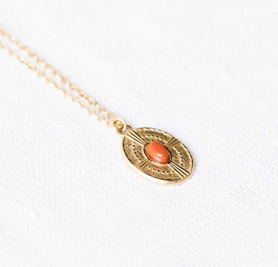 Bijoux Minikho | Collier Meda Terracotta Ovale